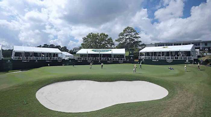 A general view of the 18th green during the final round of the 2021 Sanderson Farms Championship at the Country Club of Jackson.